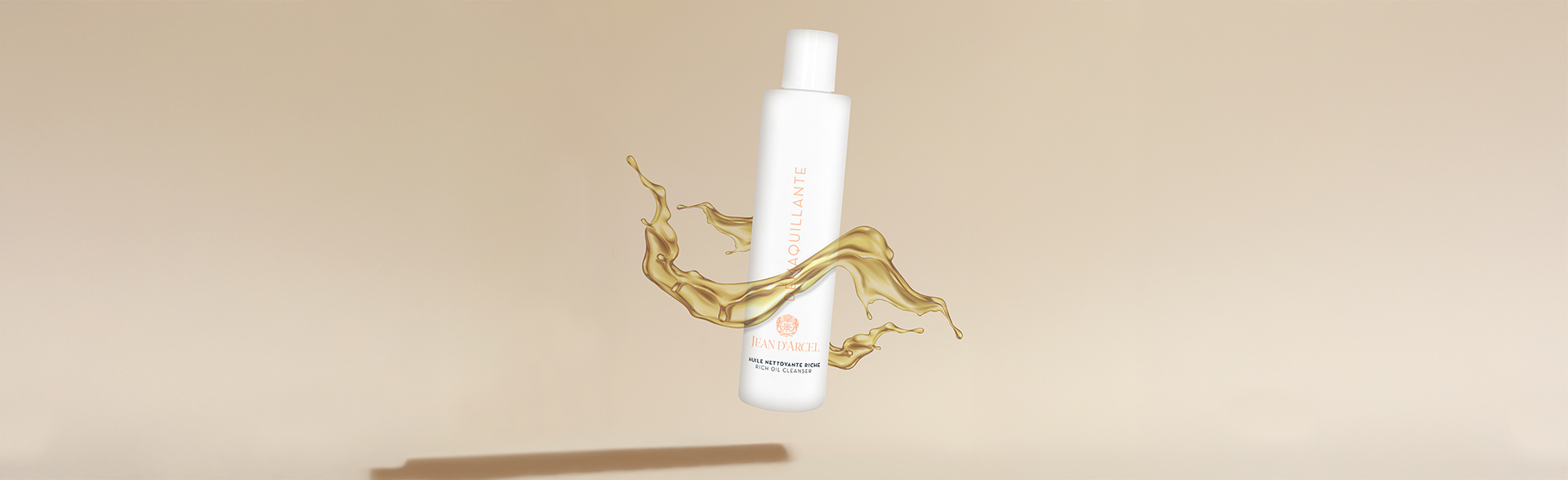 Darstellung eines Reinigungsöls, umgeben von fließendem Öl